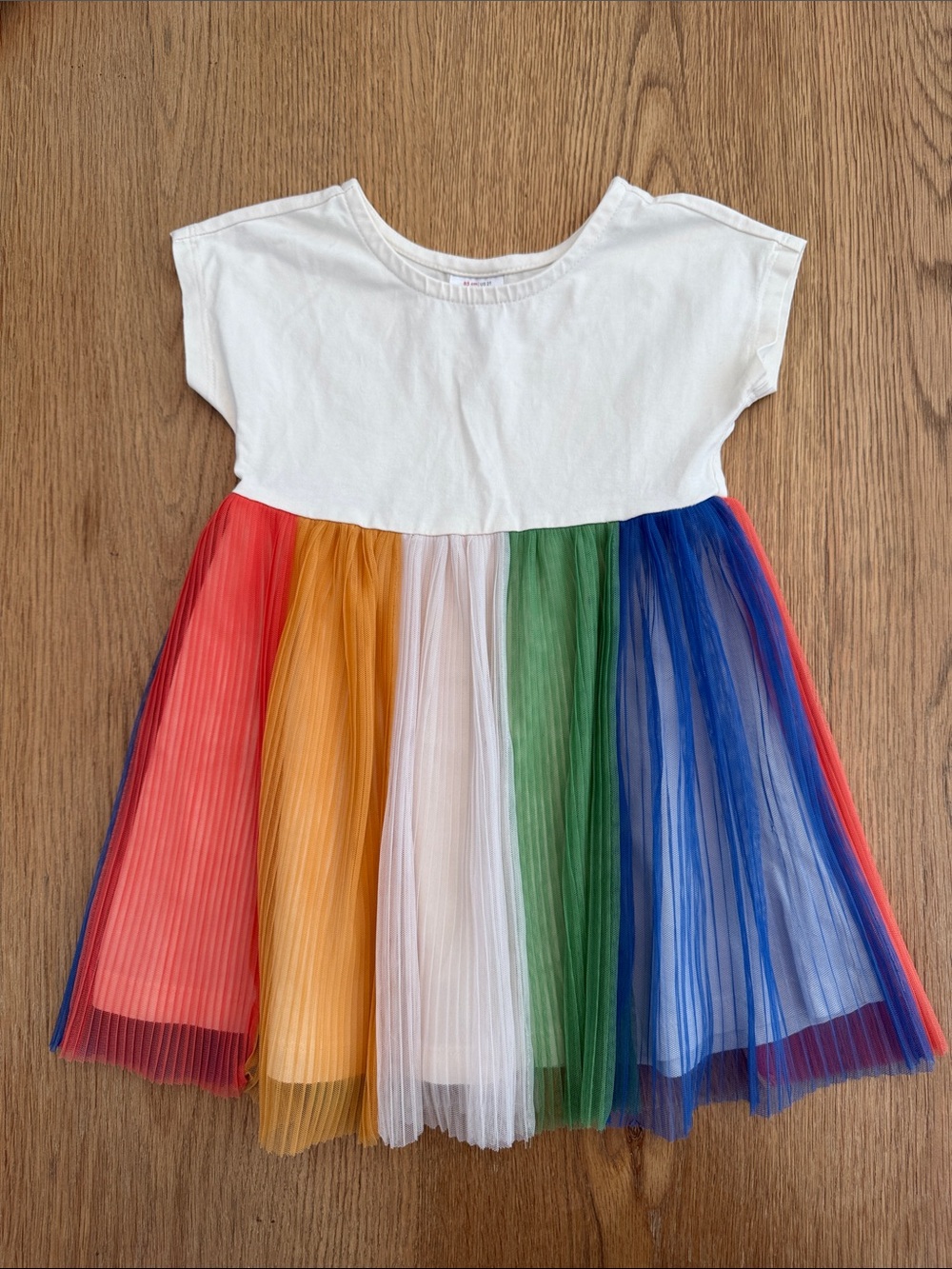 Hanna Andersson Girls White Top Rainbow Tulle Dress size 2T Never Worn